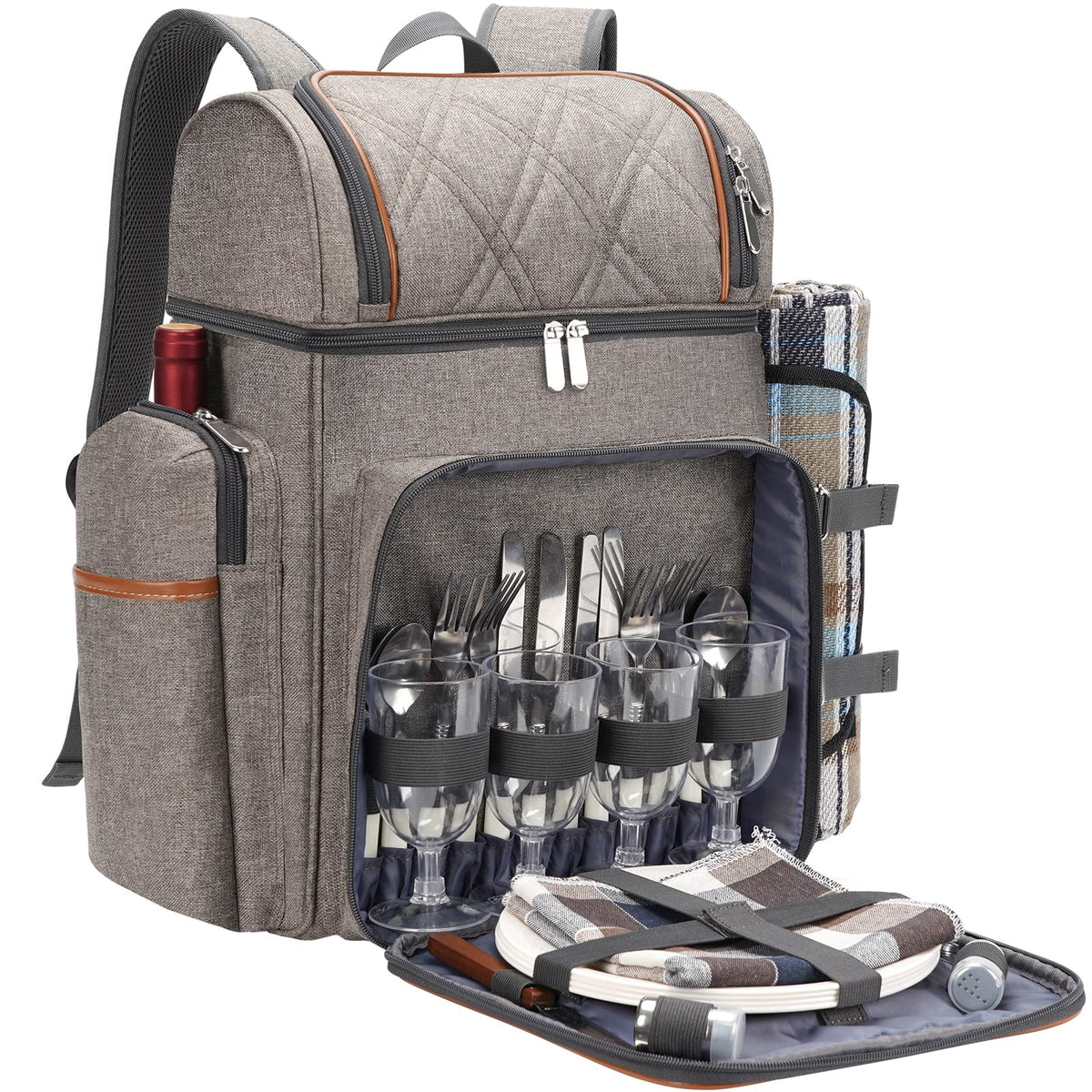 TwentyNext picnic backpack with insulated cooler compartment keeps drinks cool on sunny days