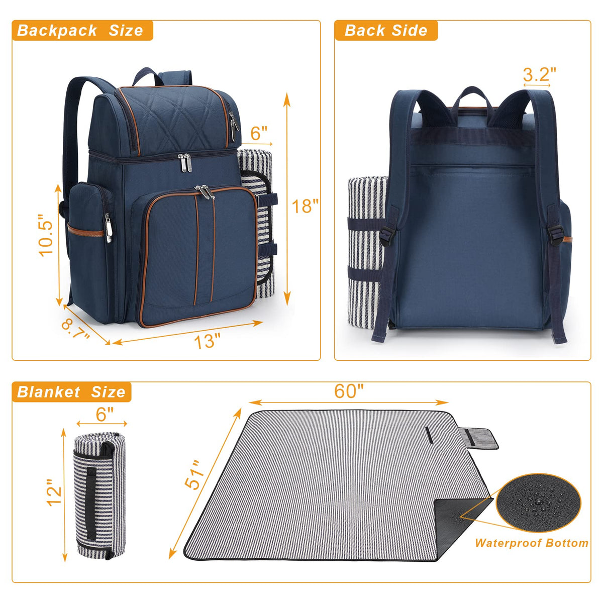TwentyNext picnic backpack insulated cooler keeps beverages cold during park picnics.