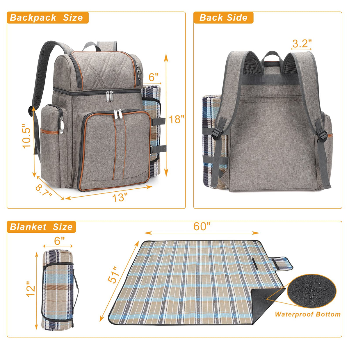 TwentyNext picnic tableware set ready for four with plates, flatware, and glasses