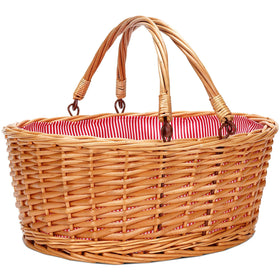 TwentyNext wicker picnic basket 16inch with folding handles for easy transport and storage.