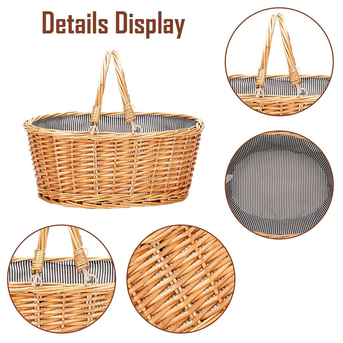 TwentyNext wicker basket with double folding handles ready for outdoor outings.