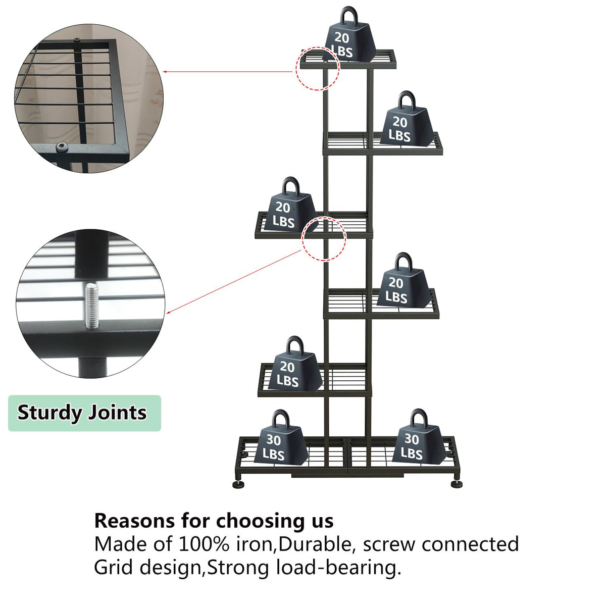 Twhep durable iron construction ensures long-lasting plant display