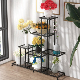 Twhep 5-tier plant stand front view with open shelves for sun exposure