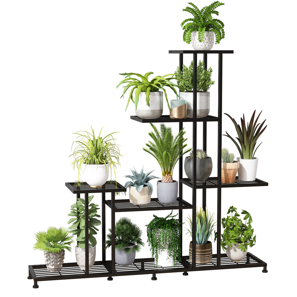 Twhep 5-tier plant stand side view showing sturdy frame for plant organization