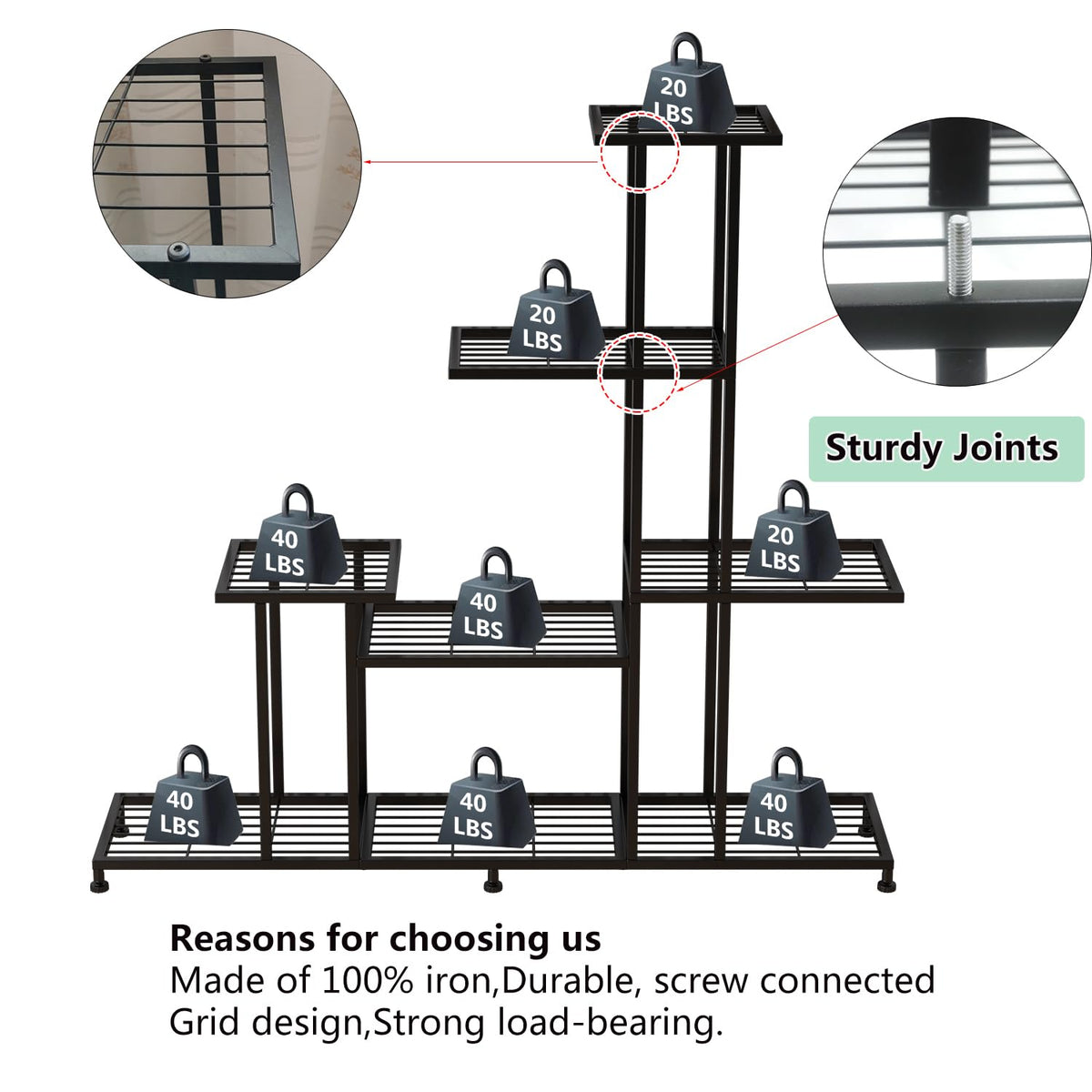 Twhep open-design plant stand supports water drainage and sunlight