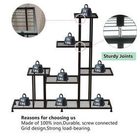 Twhep open-design plant stand supports water drainage and sunlight