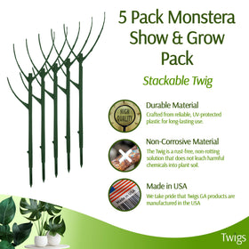 Twigs GA stackable monstera stake extended height demonstrates scalable growth support.