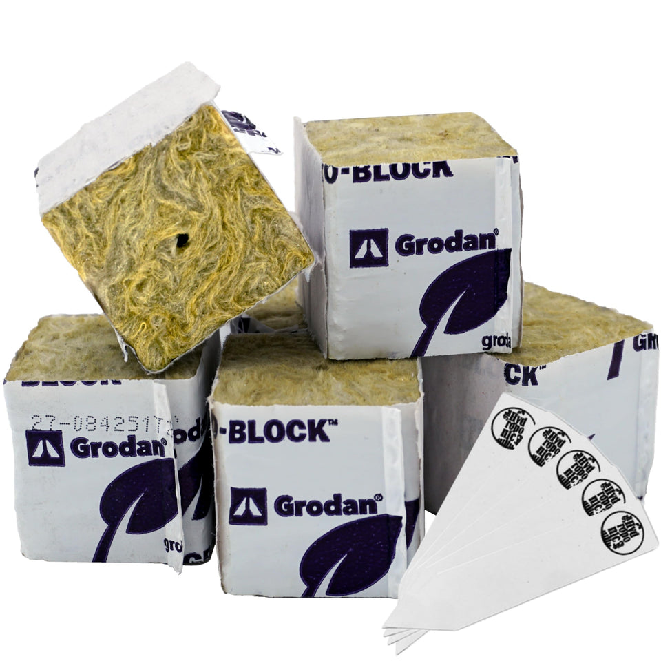 Twin Canaries Grodan mini blocks for seed starting and cloning with efficient root development.