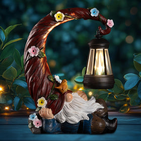 Twinbling fade-resistant resin gnome maintains color year-round.