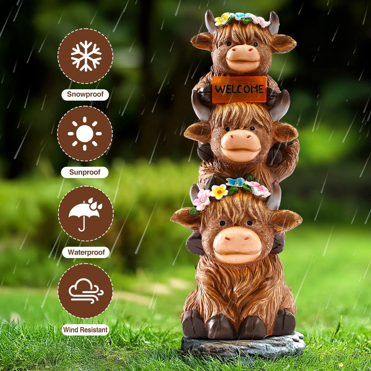 Twinbling solar Highland Cow light for outdoor illumination at night