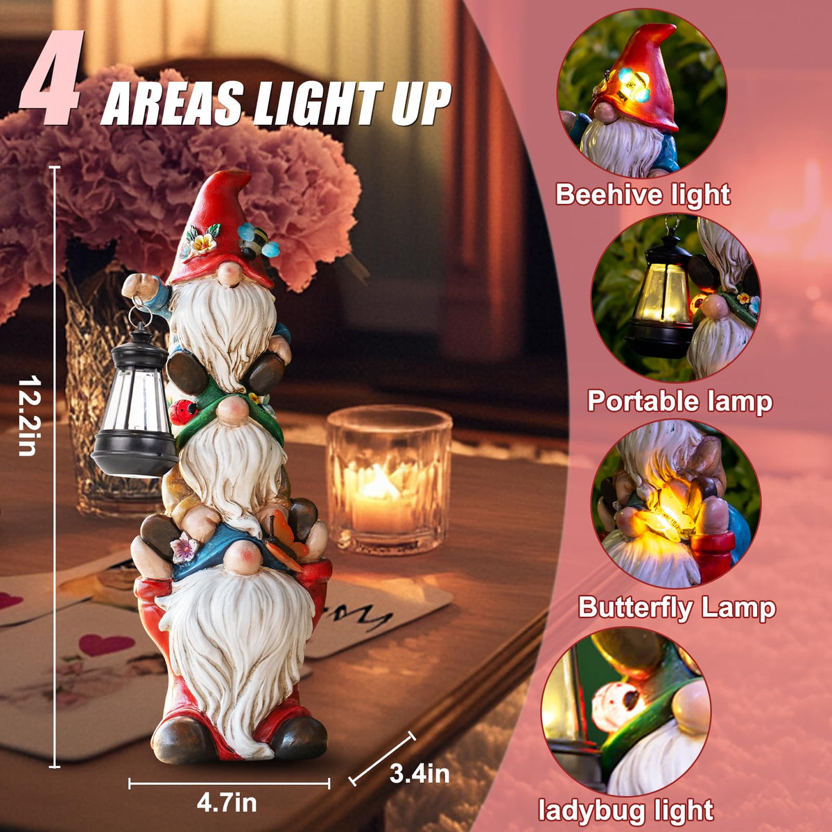Twinbling solar-powered gnome light charges by day for night illumination.