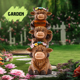 Twinbling weatherproof resin Highland Cow sculpture withstands outdoor use