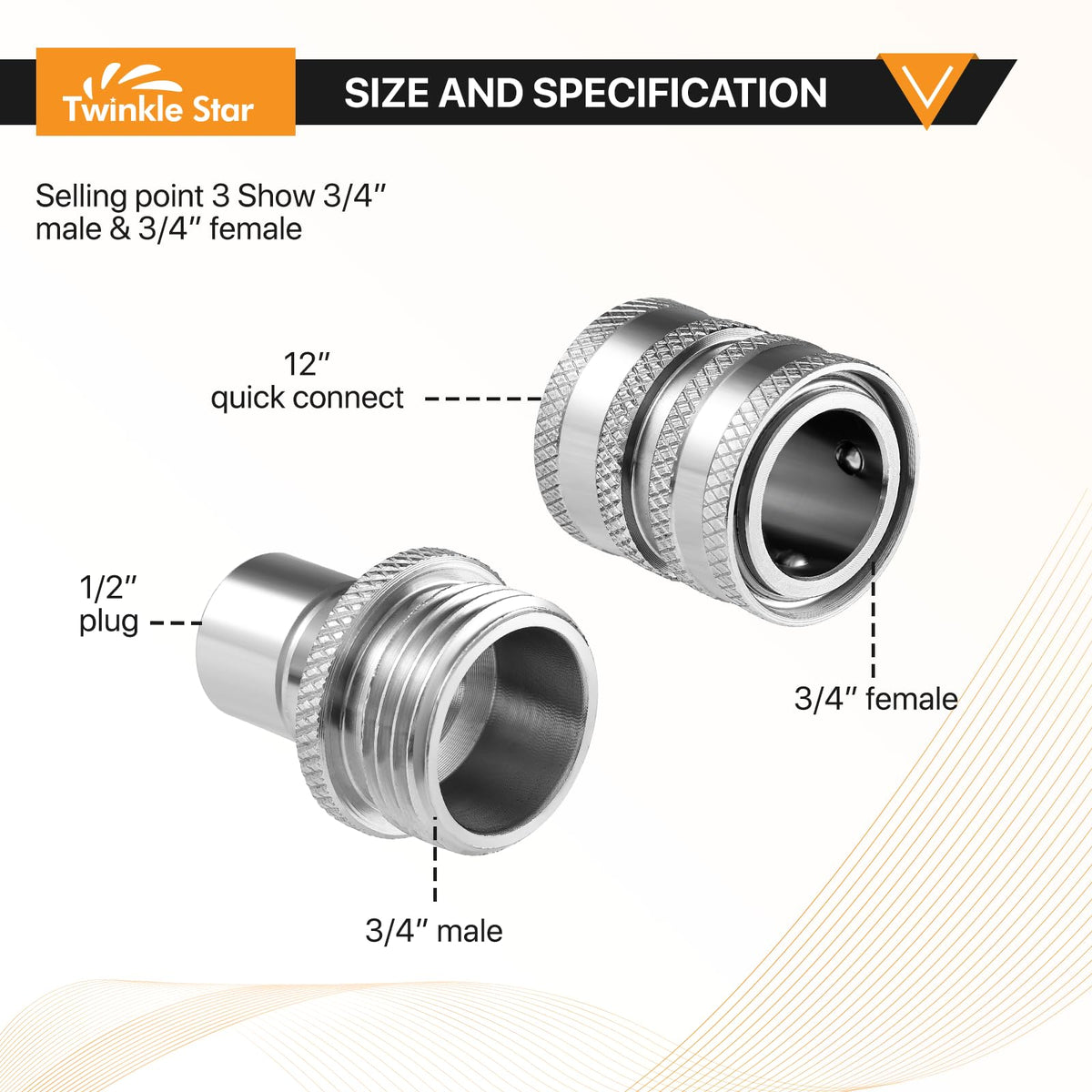Twinkle Star 3/4 to quick release adapters simplify hose setup.