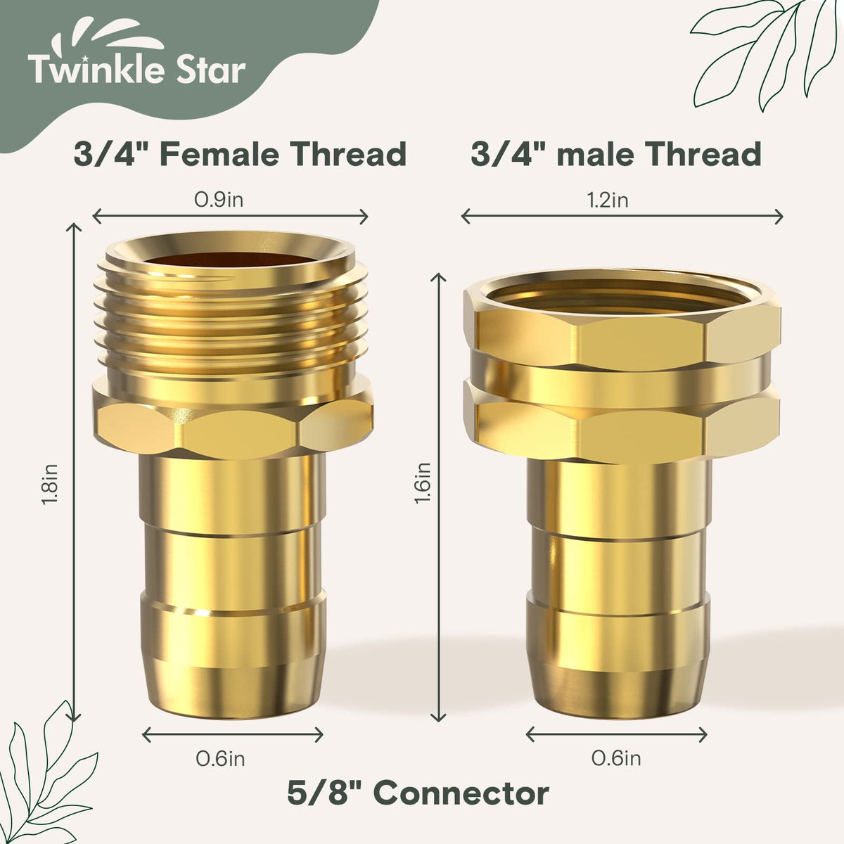 Twinkle Star 3-pc male-female kit for versatile hose repair and extension.