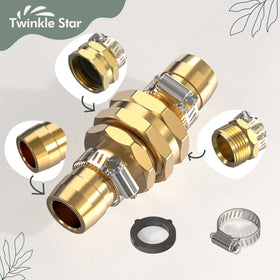 Twinkle Star aluminum fittings with copper-tone finish for durable hose end connections.