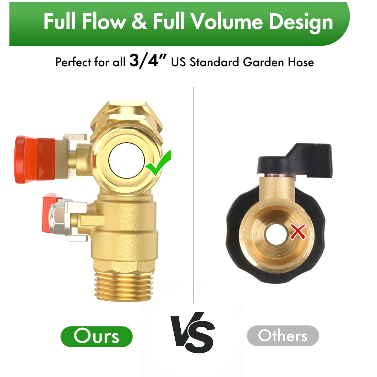 Twinkle Star brass Y-connector offers full-flow design for efficient water distribution.