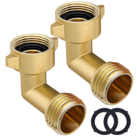 Twinkle Star garden hose elbow in brass, 90-degree bend for quick, secure outdoor connections.