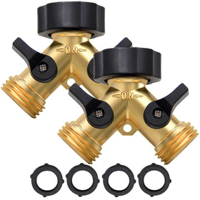 Twinkle Star hose splitter 2pack brass connector enables dual outlets for convenient watering.