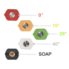 Twinkle Star yellow 15-degree stainless nozzle tip for wider cleaning arcs.