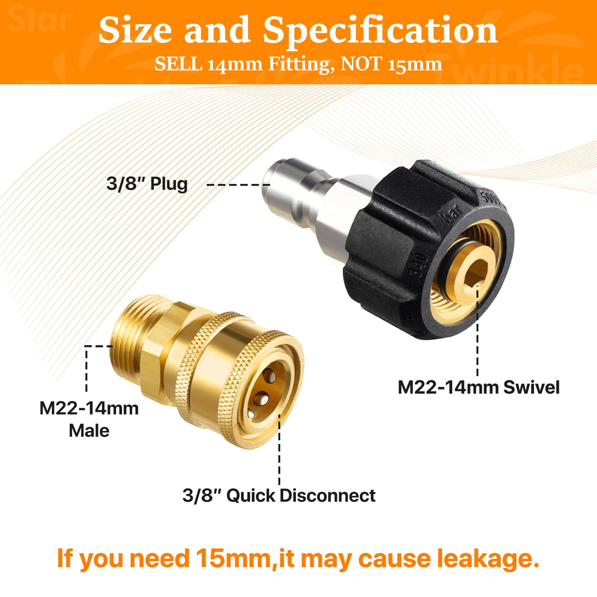 Twinkle Star 1/2-inch plug with 3/4-inch male for quick disassembly.