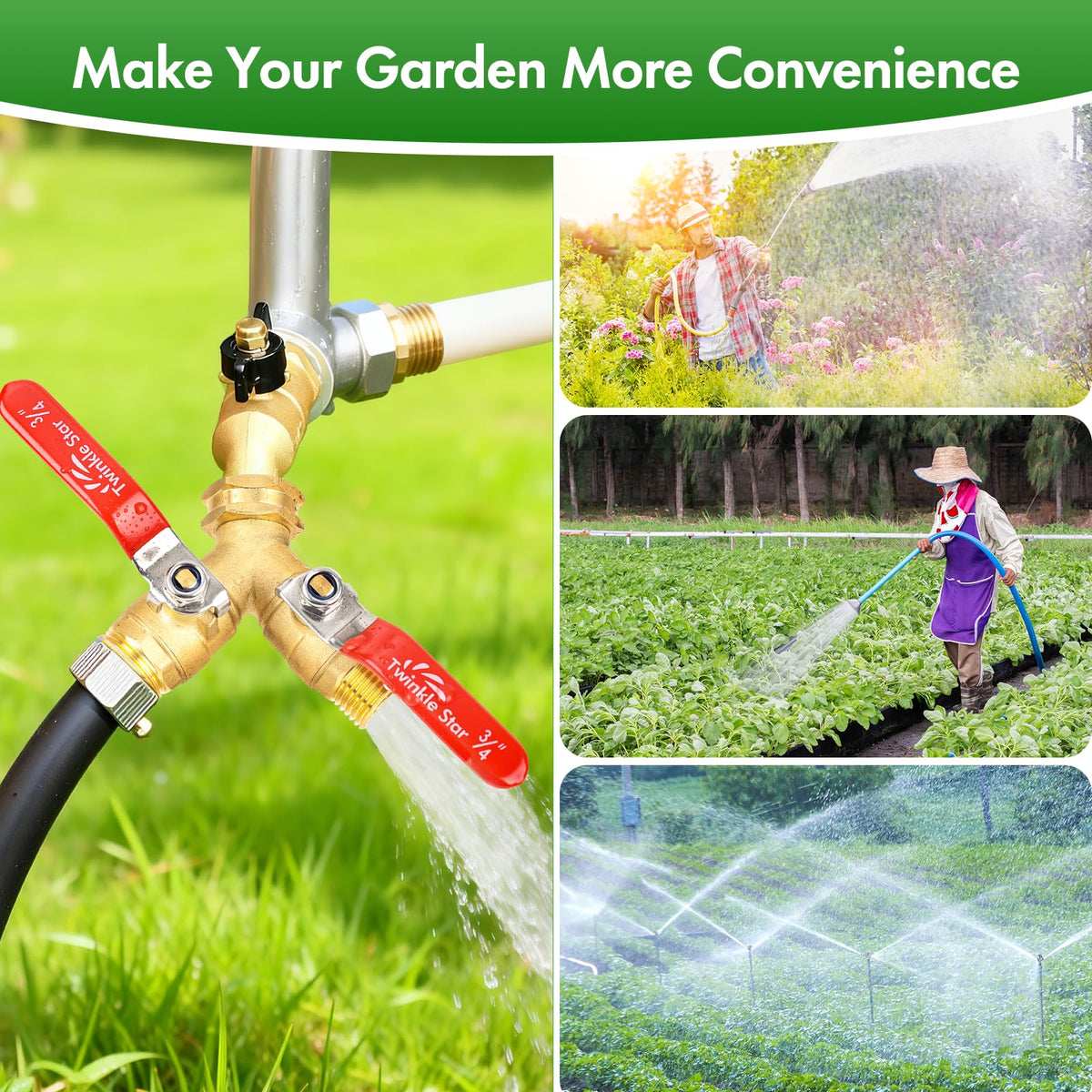 Twinkle Star seamless connection reduces leaks during garden watering tasks.