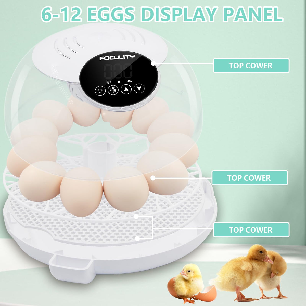 TWIZMO Automatic Egg Turner rotates eggs evenly for improved development.