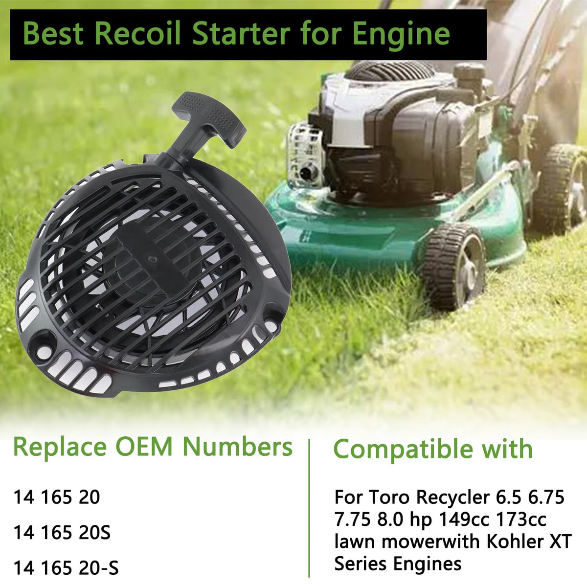TXRXIZ 1416520 recoil starter Toro 149cc 6-75 eases pull action.