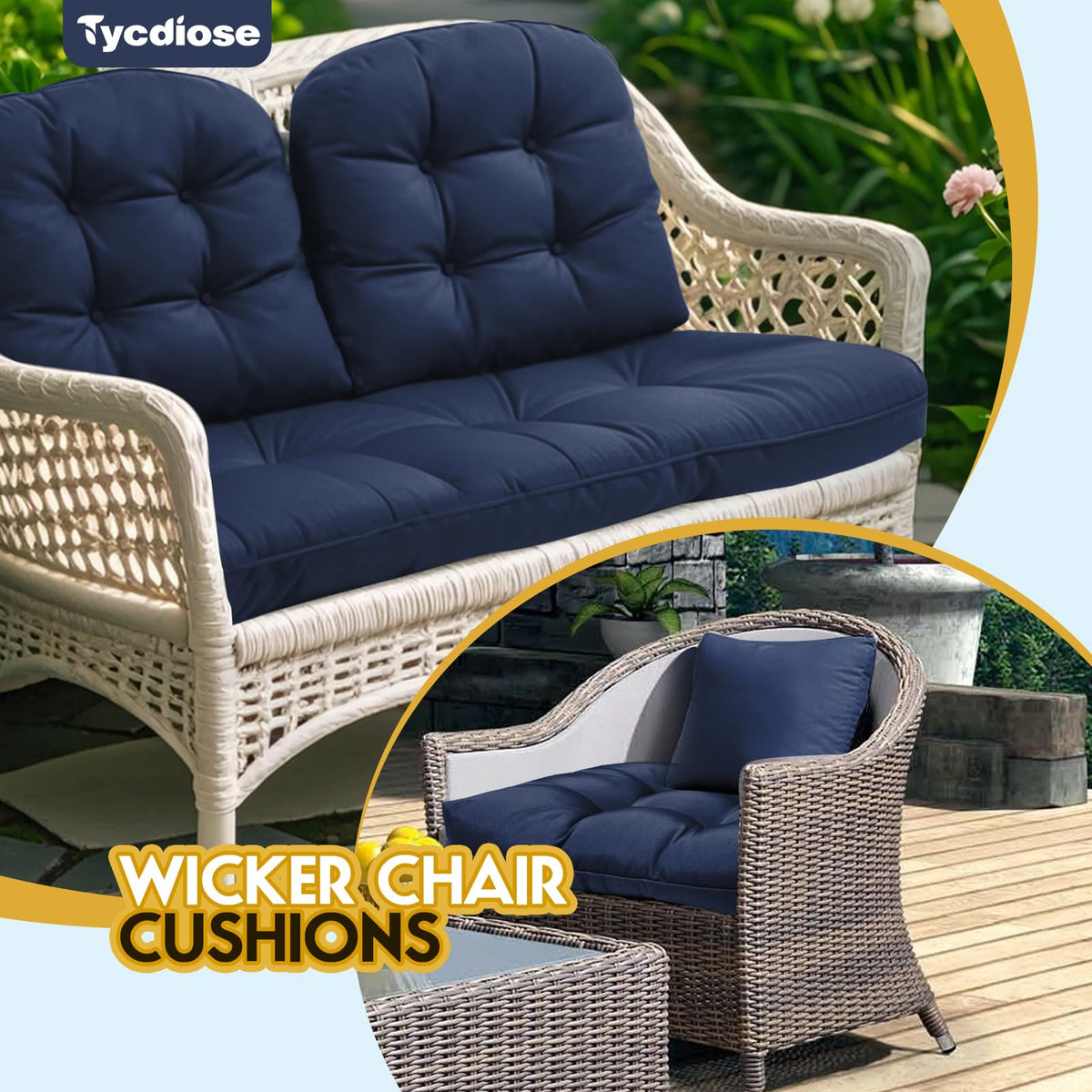 Tycdiose easy-care cushions wipe-clean surface for outdoor use