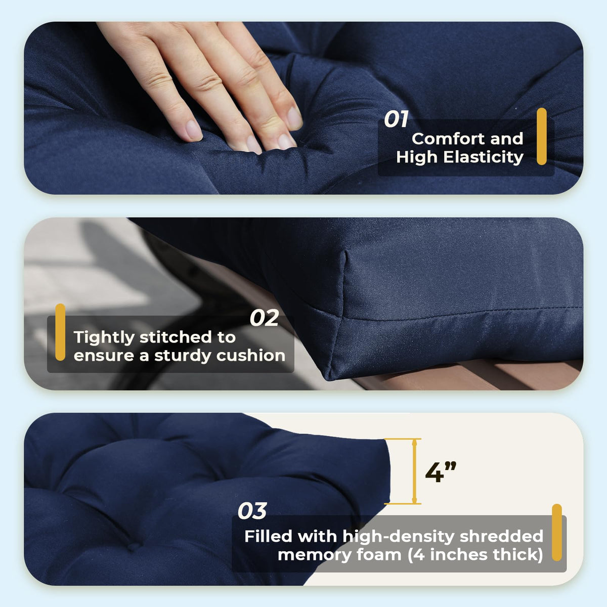 Tycdiose memory foam 4-inch thick fill provides long-lasting pressure relief
