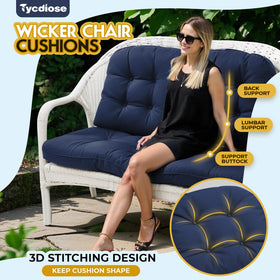 Tycdiose all-weather wicker cushions U-shaped seat close-up showing thick memory foam support