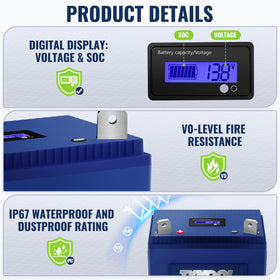 TYKOOL 12Ah LiFePO4 label detail emphasizing extended runtime