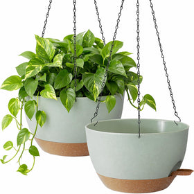 TYMENSH 12-inch hanging plant pots set for balcony décor and space saving.