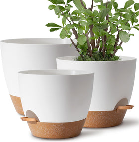 TYMENSH plant pots 12-inch large with self-watering reservoir for easy care.