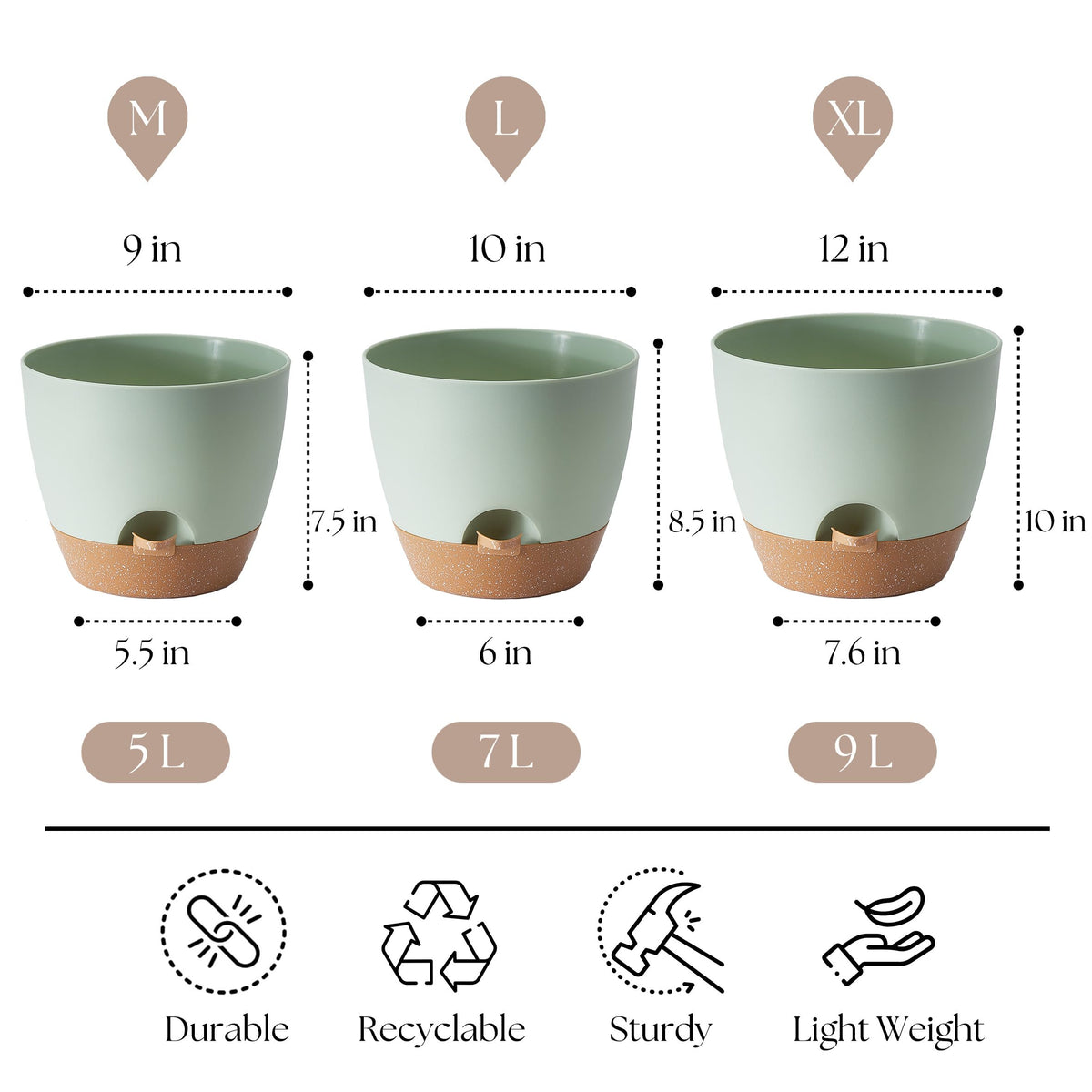 TYMENSH 9-inch compact pot suitable for small spaces and moss