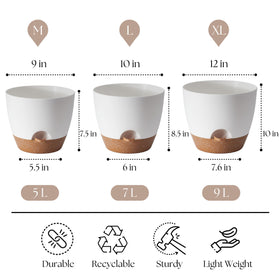 TYMENSH plant pots 9-inch small height ideal for desks.