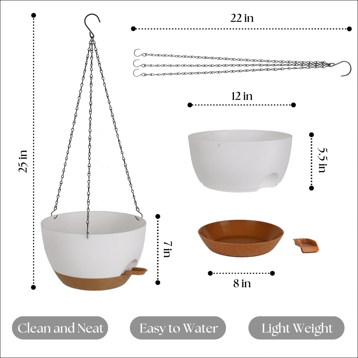 TYMENSH self-watering hanging pot showing reservoir feature.