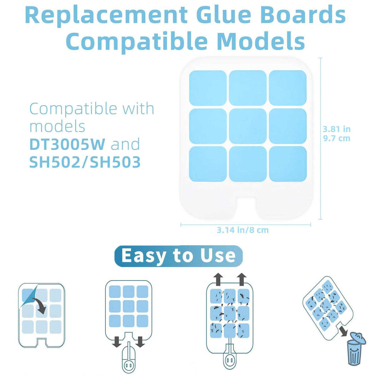 Tysonir refill glue card for SH503 traps with odorless, safe design