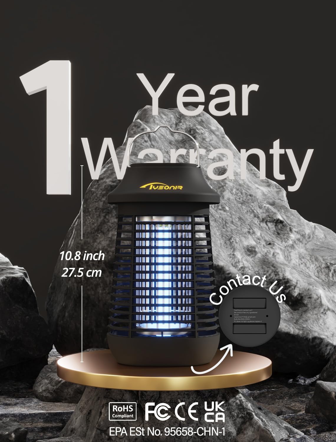 Tysonir Bug Zapper 4200V outdoor-ready design with weather resistance protects evenings.