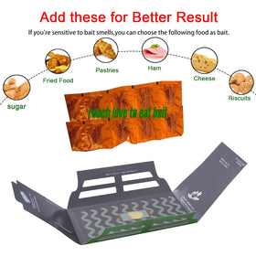 Simple setup of Tysonir roach trap fits under sinks and behind appliances.
