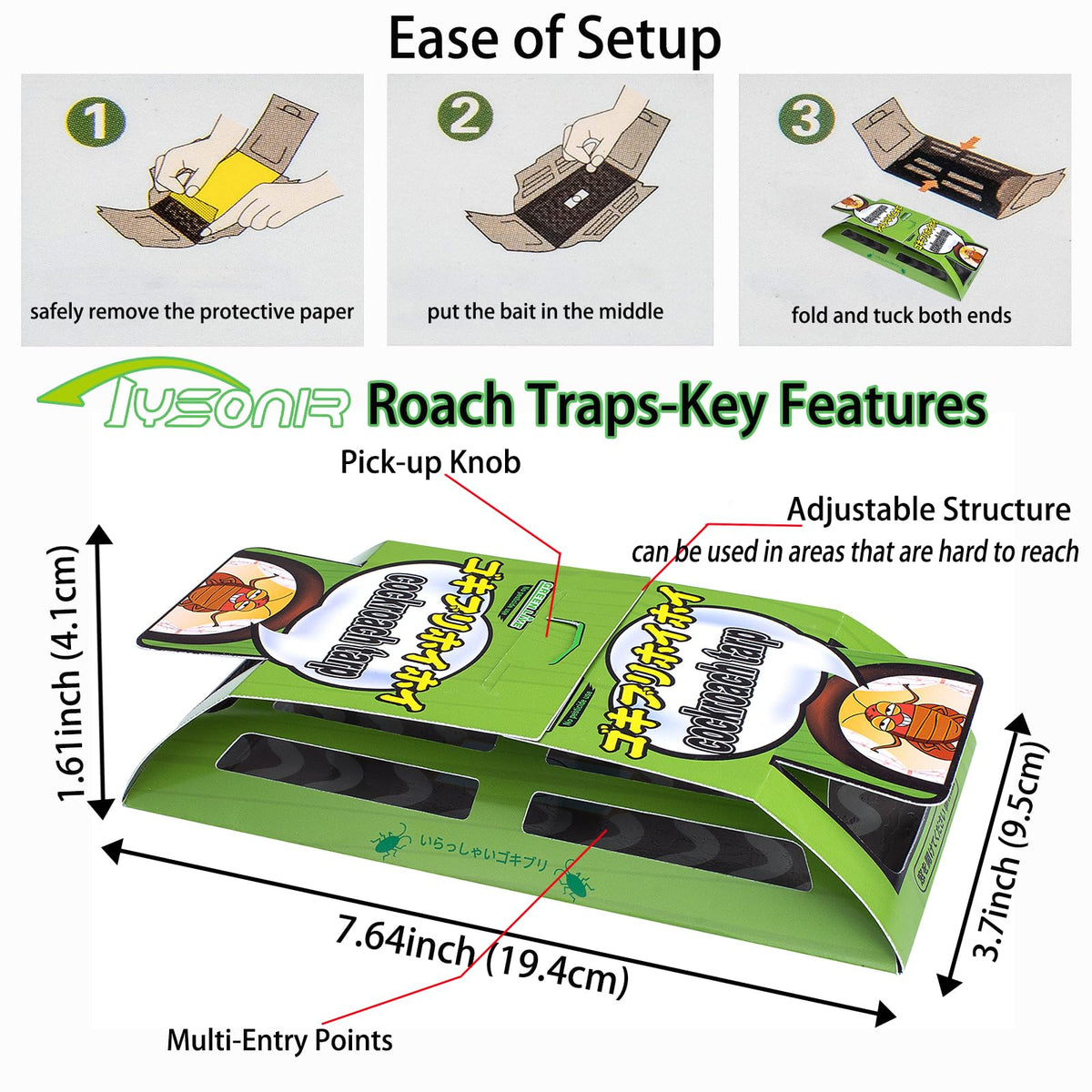 Tysonir Roach Trap easy-setup design simplifies placement in any room.