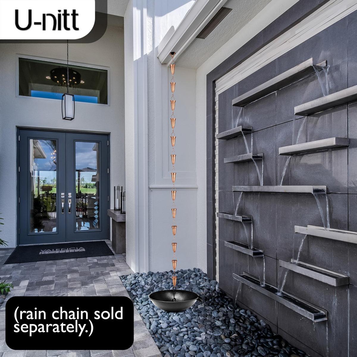 U-nitt easy-installation carabiner ring connects the rain chain quickly
