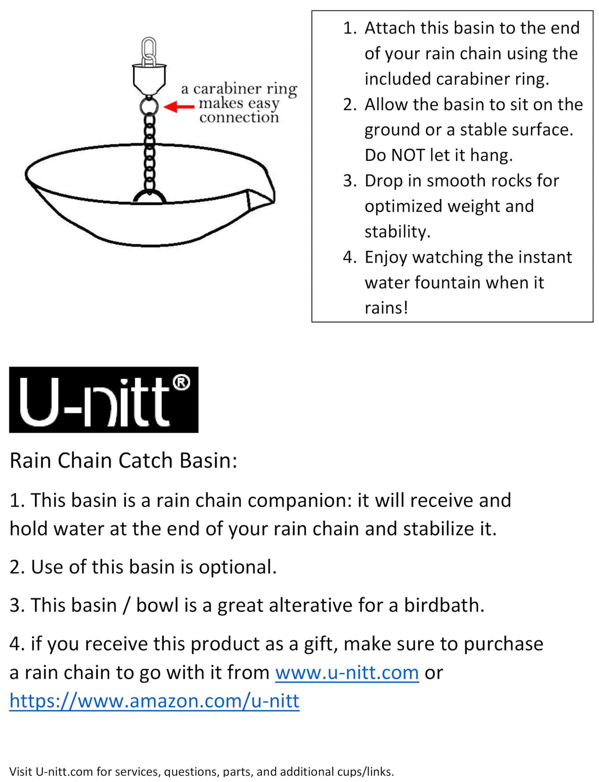U-nitt outdoor planter-compatible basin doubles as garden decor with drainage