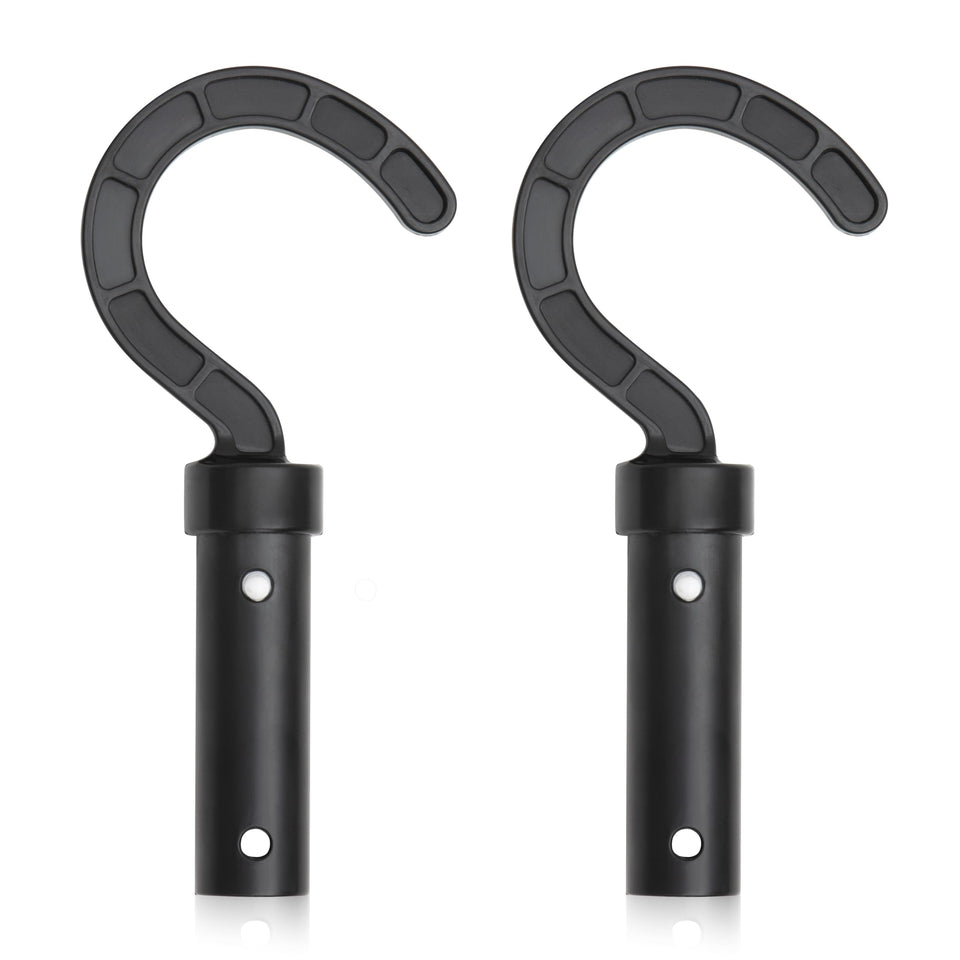 Uoark hook for robotic pool cleaner attached to telescopic pole improves reach and efficiency.