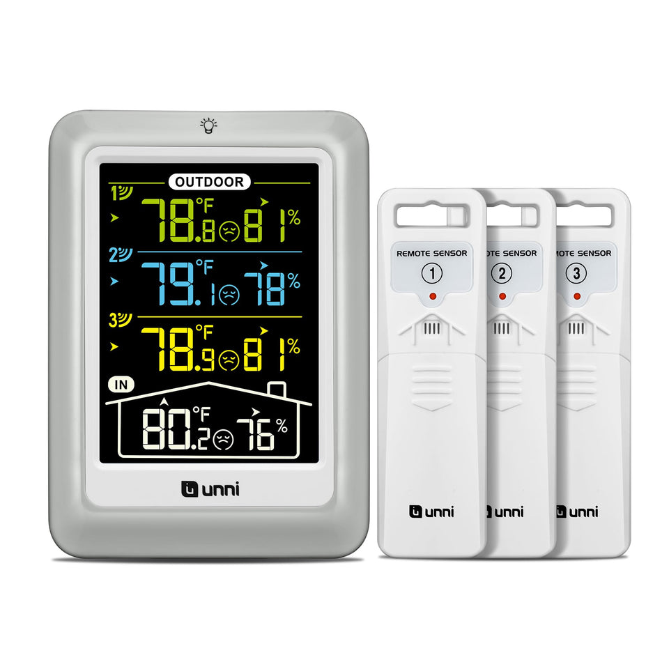 U UNNI indoor-outdoor thermometer with bright 4.5-inch display for easy readings