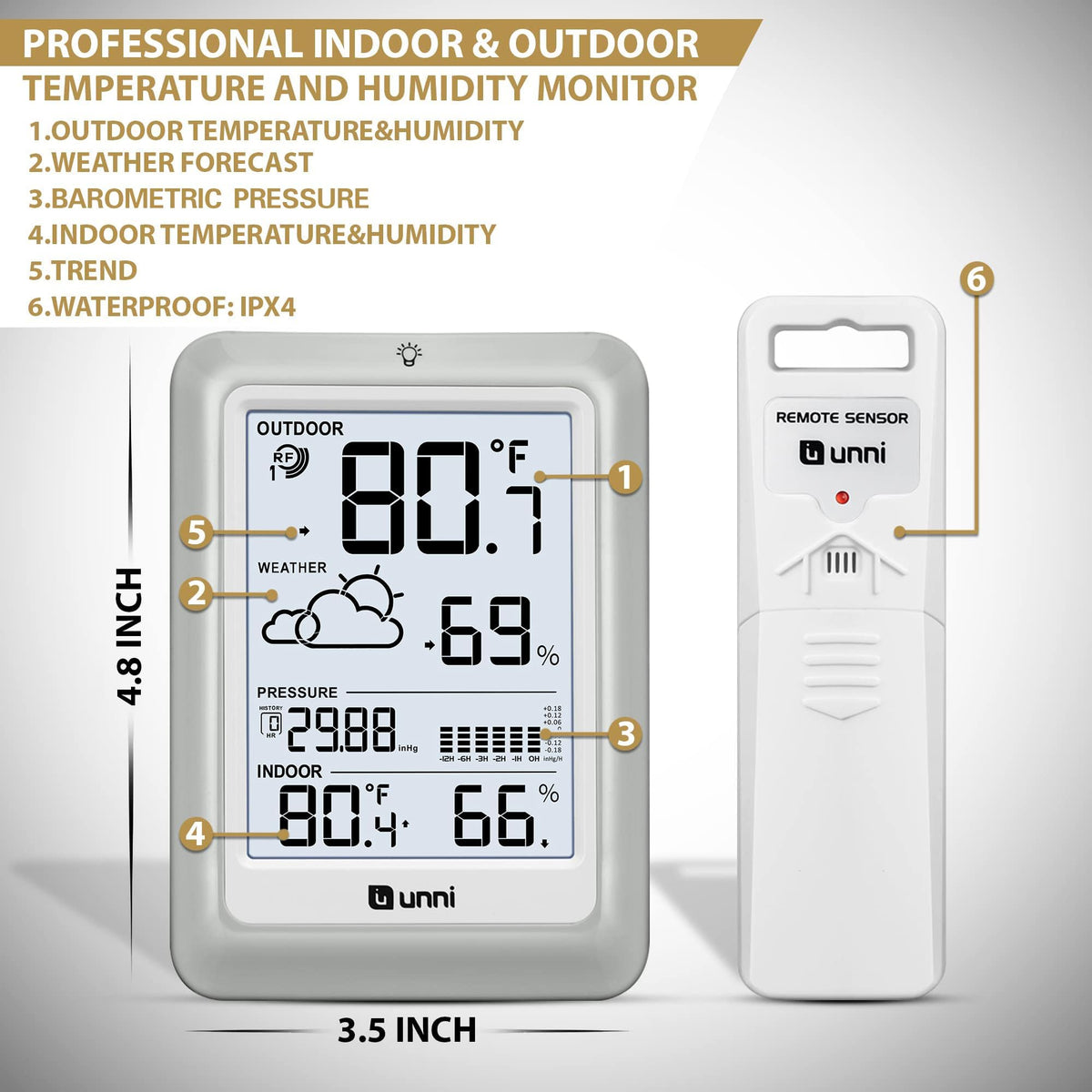 Outdoor sensor from U UNNI transmits data up to 330 ft