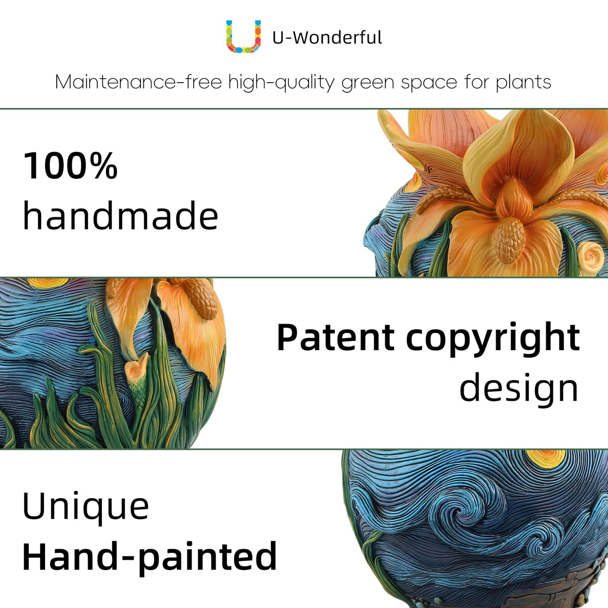 U WONDERFUL Flower Starry Sky pot, indoor-ready design on a windowsill.