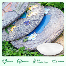 U0U white plastic concrete mold for round stepping stones in garden.