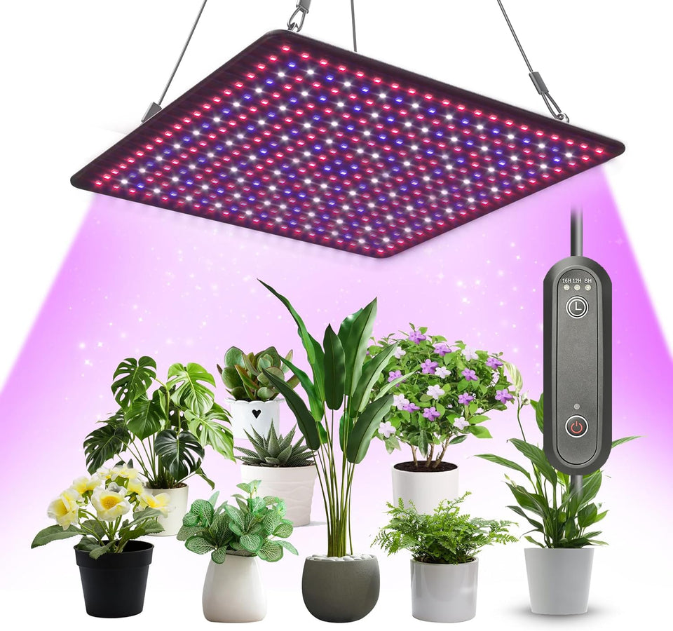 Uallhome LED grow light panel front view, space-efficient for indoor gardens.