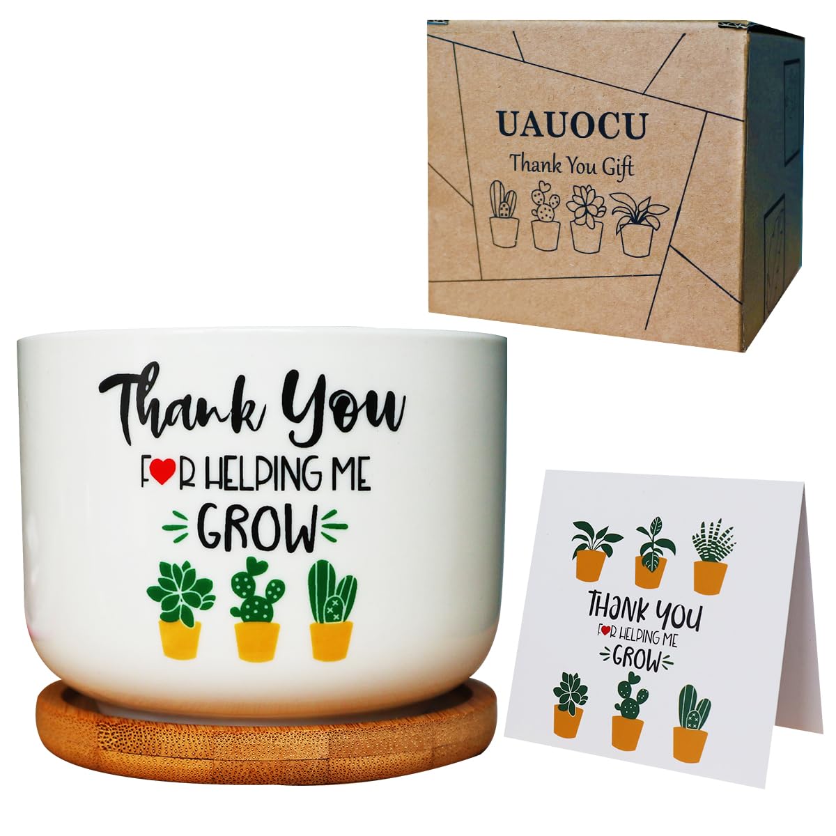 UAUOCU teacher gift planter with engraved message on the pot
