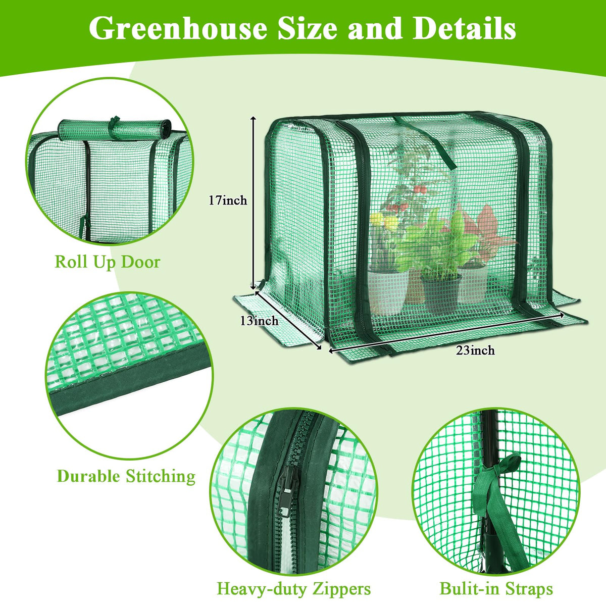 U'Artlines Portable Mini Greenhouse side view showing slim footprint for small spaces.